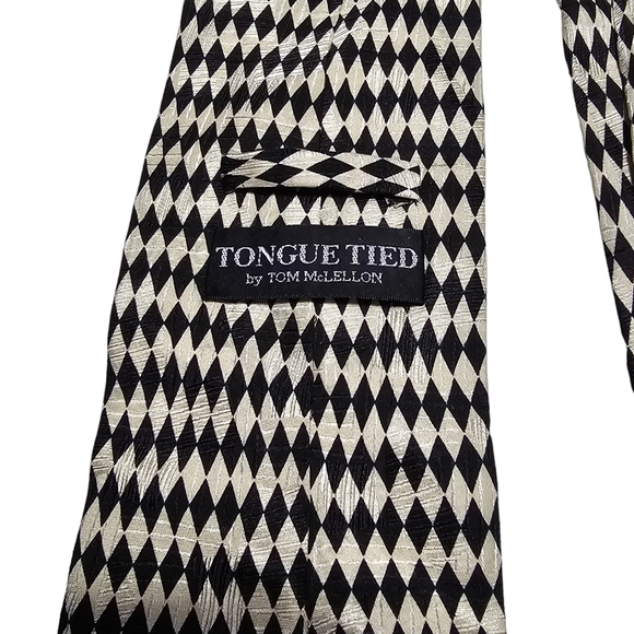 Vtg 1970s Black and Sage Tie by Tom McLellon, Tongue Tied 100% Silk - Picture 2 of 2